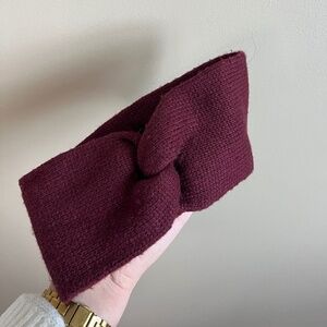 Burgundy Knit Twist Headband